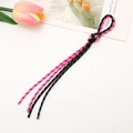 Pink and black woven phone lanyard with reflective silk on white aesthetic background - Rose Red and Black Style (K3887)