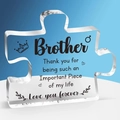 Puzzle-shaped acrylic plaque for brother with crown heart prints and meaningful text - Brother Thickened Style (Qa15)