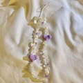 Beaded phone strap with purple heart beads and white bow charm on white fabric - Purple Heart (2)