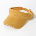 Visière de soleil en denim lavé vintage pour hommes et femmes, casquette d'été - Jaune Uni