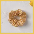 Gele gingham kanten scrunchie met bloemmotief in landelijke stijl dames - 10# Geel - Klein Geruit Patroon