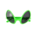 Close-up of alien-style sunglasses with green neon frames and dark lenses for party - Green Frame Black Lens Sunglasses