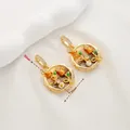 Golden tulip pendant with natural pearl and green enamel in Monet oil painting style - Style 34 Orange Tulip Pearl Pendant