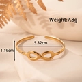 Adjustable golden infinity sign stainless steel bangle with leaf shadow accent - YB-127 Infinity Symbol Style