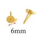 Supports boucles d'oreilles dorés 6mm tête plate acier inoxydable pour bijoux DIY 100pcs - Clous 6mm/100pcs / Or