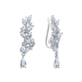 Élégantes boucles d'oreilles feuilles en argent S925 avec zircons de style botanique - Argent 925 / Argenté