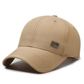 Khaki baseball cap with RZG metal logo and textured twill fabric in a structured design - Adjustable / Deep Beige