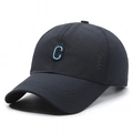 Berretto da baseball blu scuro traspirante con lettera C ricamata in tessuto mesh - Regolabile / Blu navy