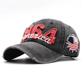 Casquette baseball 1964 America vintage en coton délavé gris foncé avec broderie rouge - Circonférence 56-60cm / Noir