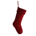Calza natalizia classica in maglia a trecce rossa con passante per appenderla - Rosso Porpora