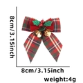 Red and green plaid Christmas bow with golden bells and holly leaves for tree decor - Dark Green + Velvet Green Leaf