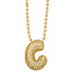 Collana con ciondolo lettera C stile palloncino in oro con zirconi micro-pavé - Oro - Lettera C