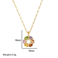 Gold flower necklace with colorful zircons, measuring 18mm with a 4.5g weight pendant - Colorful Rhinestone Flower Necklace