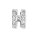 Micro-pave letter H pendant charm with sparkling rhinestones in a silver-tone finish - Letter H - Steel Color