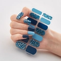 Blue shades and gold foil flakes nail art stickers set, model DQ3-013 for manicures - Deep Light Blue Gold Silver Flakes Style (DQ3-013)