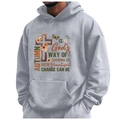 Men's grey fleece hoodie featuring autumn religious graphic print and kangaroo pocket - S / Tops / Grey (Autumn God's Way)