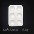 White 6-well foot-shaped plastic paint palette for students, size 8.8x12.8cm, 8.5g - Rectangle Palette Standard