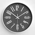 Modern 12-inch wall clock with dark grey radial dial and white 3D numbers - Gray