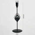 Elegant matte black metal candle holder with peacock feather cutout design and dimensions - Large (25.5cm) / Black