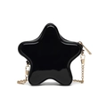 Bolso jelly negro en forma de estrella con acabado de PVC brillante y cadena dorada - Negro