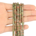 Perline in pietra naturale verde e arancione per braccialetti fai da te fatti a mano - 150 Pezzi / Unakite