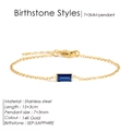 14K gold stainless steel bracelet featuring a 7x3mm sapphire blue rectangle gemstone - September Royal Blue (Sapphire Color)