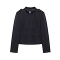 Veste en laine gris foncé à double boutonnage avec pattes d'épaule et col montant, photo studio - XS / Gris
