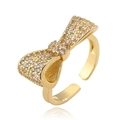 Exquisite 18K gold plated bow open ring with shimmering pavé zircon stones for women - Clear Gold-14306
