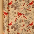 Christmas Kraft paper gift wrap roll with cardinal bird and pine cone patterns - Pinecone Bird