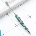 Green Christmas DIY beadable pen featuring Santa Claus print and polka dot patterns - Christmas Green Type 1 (113)