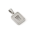 Polished stainless steel pendant with frosted letter W cutout and a metallic frame - Letter W Style / Steel