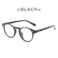 Retro black round frame glasses with silver rivet details and anti-blue light lenses - Black