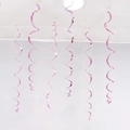 Set of 7 pink metallic PVC spiral hanging swirls for ceiling and holiday decorations - Single Swirl 6 Pcs / Pink