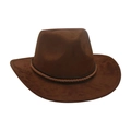 Cappello da cowboy marrone in finta pelle scamosciata con fascia in cuoio intrecciato - Taglia unica / Caffè (Corda Intrecciata)
