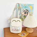 Graziosa borsa ita in tela bianco sporco con finestra trasparente e tracolla per badge - Bianco
