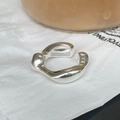 Minimalist silver irregular liquid shape ring with mirror finish for modern fashion style - Adjustable Open / Silver Deformed Irregular Ring