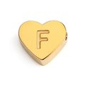 Golden stainless steel heart bead featuring an engraved letter F for DIY jewelry - Letter F (Gold)