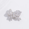 Sparkling S925 silver bow pendant with white zircon stones for DIY jewelry making - Silver Bowknot