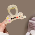 Puppy claw clip in beige transparent finish with star patterns and dog lettering - Beige Bone