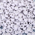 White round acrylic beads with silver star pattern and center hole for DIY jewelry - 4x7mm Colorful With Silver Star (100pcs)