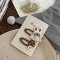 Handmade crochet hair clip set featuring cute white bunny and colorful mushroom design - Beaded Rabbit Mushroom Hair Clip