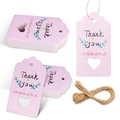 Pink kraft paper Thank You gift tag with heart cutout and natural jute twine string - 22-Pink Heart Thank You