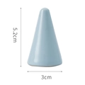 Light blue ceramic cone ring holder stand with a smooth glaze finish for jewelry display - Blue