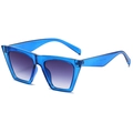 Moderne quadratische Oversize-Sonnenbrille mit blauem Rahmen und Verlaufsgläsern - Transparenter Dunkelblauer Verlauf Grau