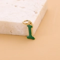 Green enamel letter I pendant with gold plated trim on a textured stone base - Enamel Letter-I