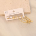 Three-pair set of gold stainless steel earrings with rhinestones, anchors, and flower charms - Anchor Style