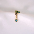 Elegant gold heart earrings with multi-color rhinestones and blue gemstone pendant - Heart Blue Round Zirconia Pendant