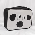 Borsa cosmetica in PU bianco e nero con faccia cartoon e maniglia per trasporto - [Nero] Stile Viso Sorpreso