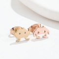 Asymmetric geometric pixel monster earrings in gold and rose gold stainless steel - Space Invaders Pixel Alien (Rose Gold)