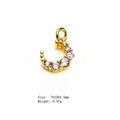 Gold moon charm with micro-paved zircons for necklaces and bracelets, 7x10mm size - Moon